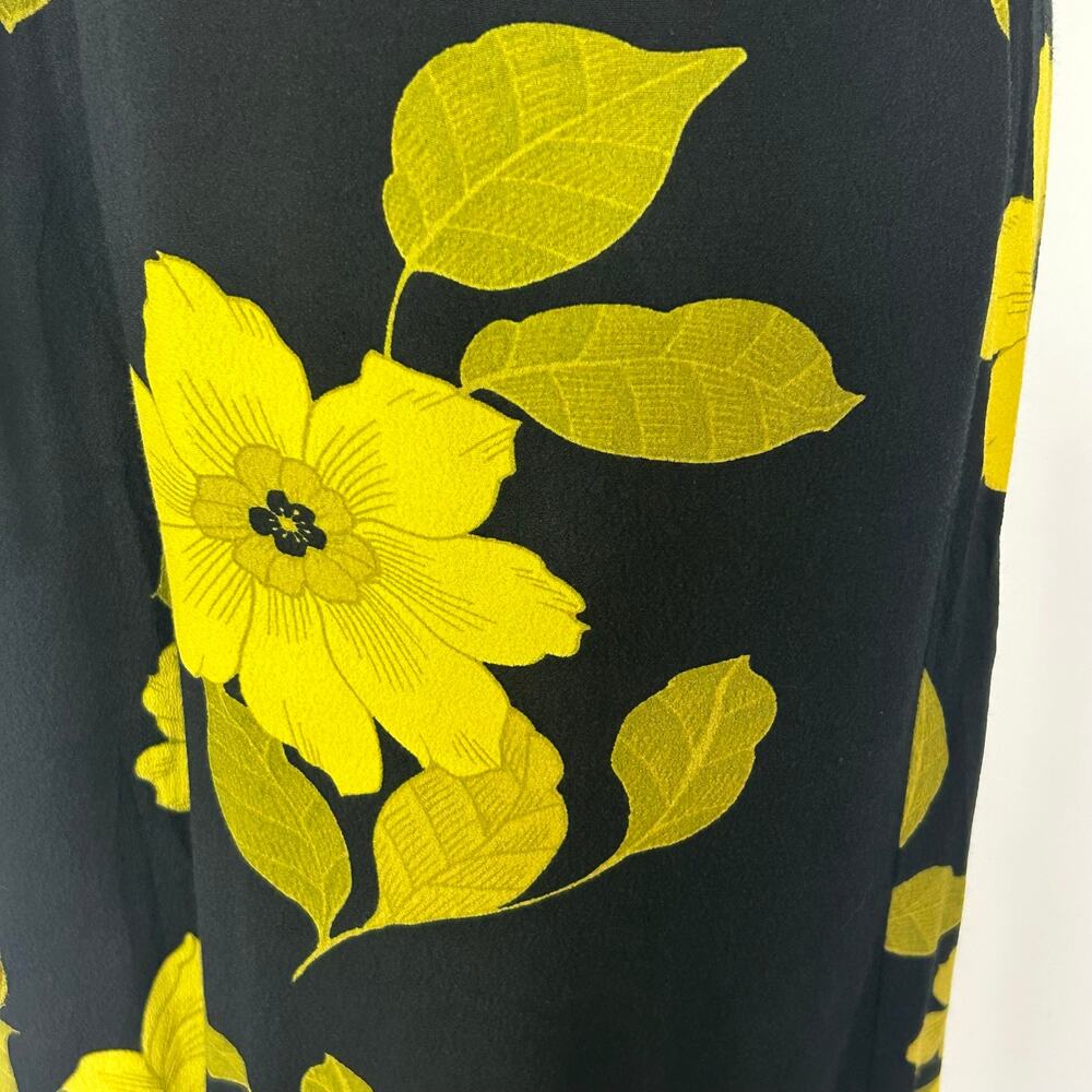 Eva Mendes NY&C Size 8 Floral Wide Leg Jumpsuit Black Yellow Pockets - Picture 12 of 14